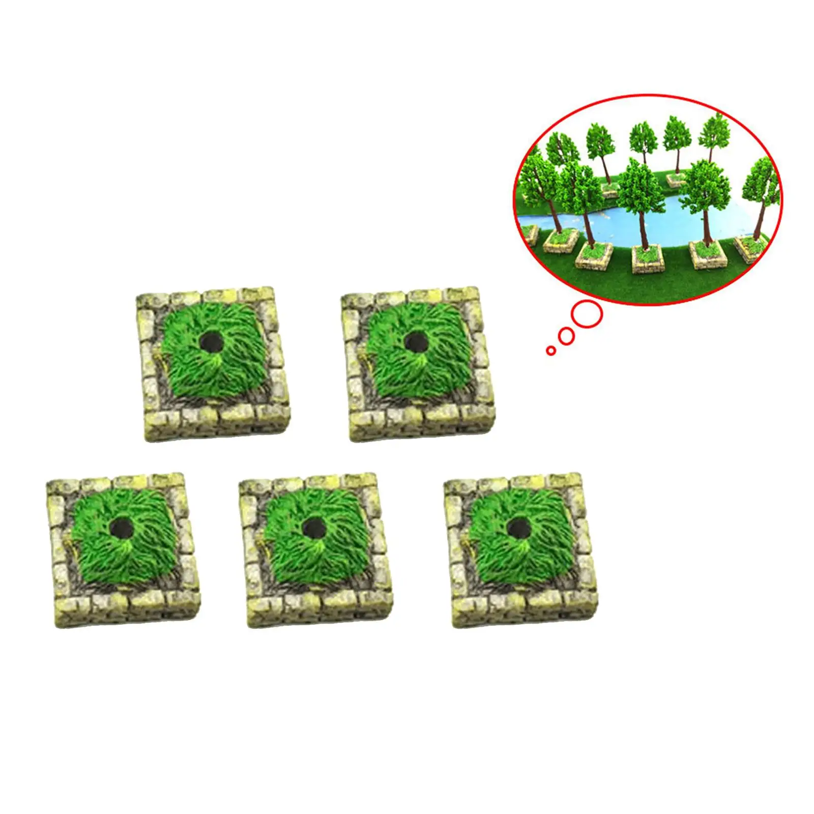 5 Pack Miniature Tree Altar Base for Diorama Scenery Layout 2.8x2.8x1.5cm