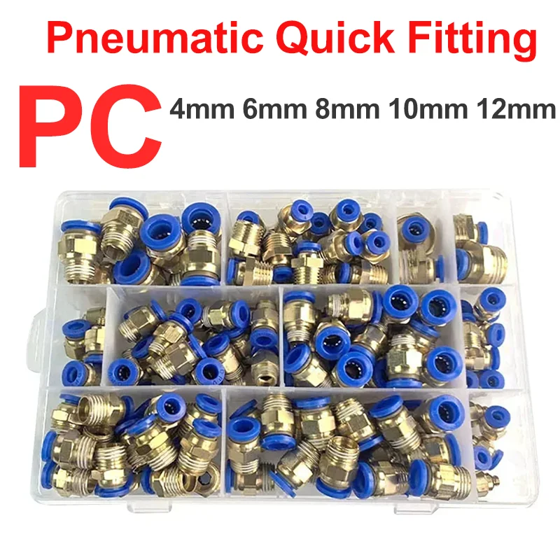 

PC Series Box PC4 PC6 PC8 PC10 PC12 Pneumatic Quick Fitting Hose Tube Pneumatic Fittings Push in Quick Release Couplings