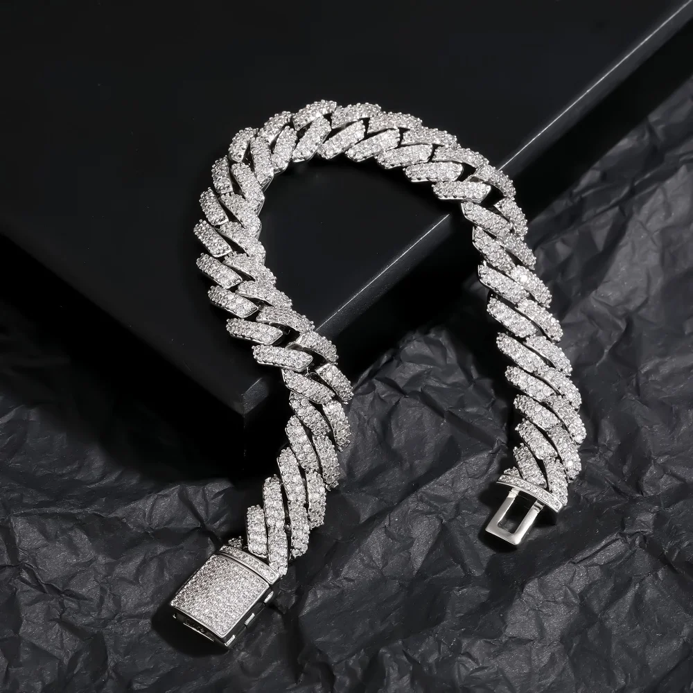 Full Paved Cubic Zirconia Bracelet Cuban Chain Luxury Jewelry Fashion Daily Wrist Chains Bangle Band Anklet Gift For Men Women