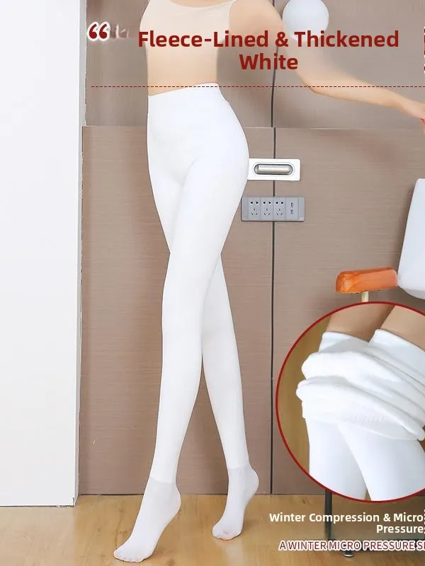 

Thiened Fce Women's Leggings White Inteated Warm Winter Pants Bla White Base Layer Trousers Slimming Leggings