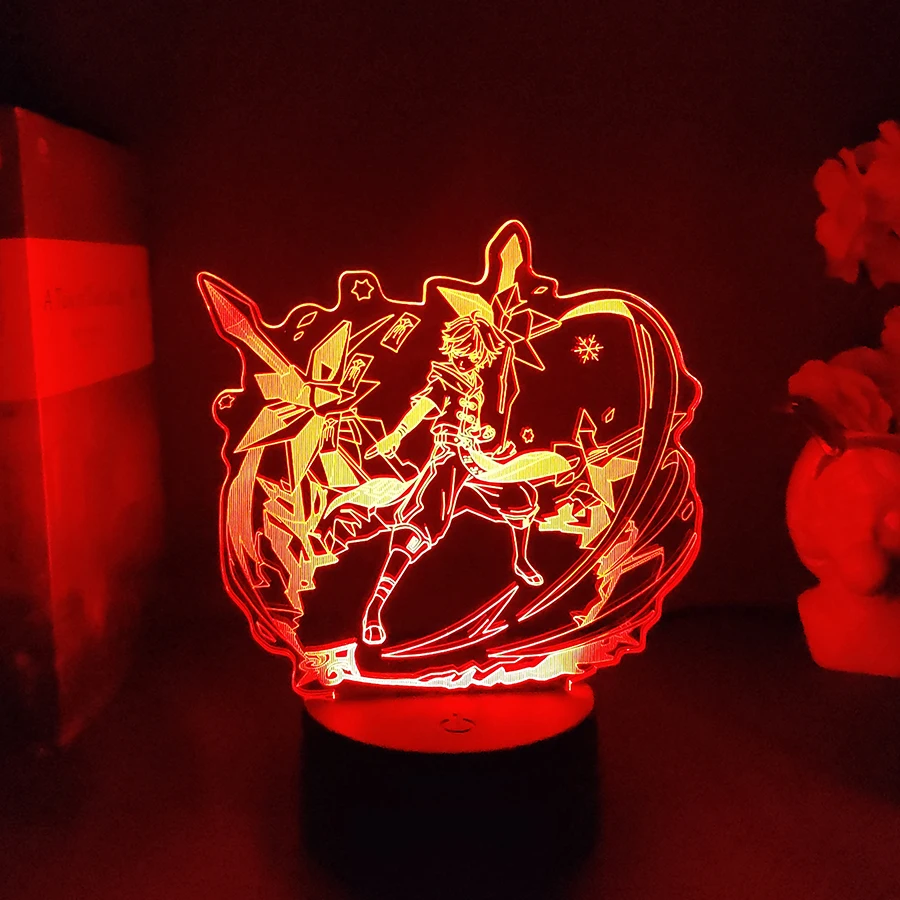 Genshin Impact Chongyun Figure 3D Lamp Kids Gamer Room Decoration Nightlight Cool Video Game Backlight Creative Xmas Gift