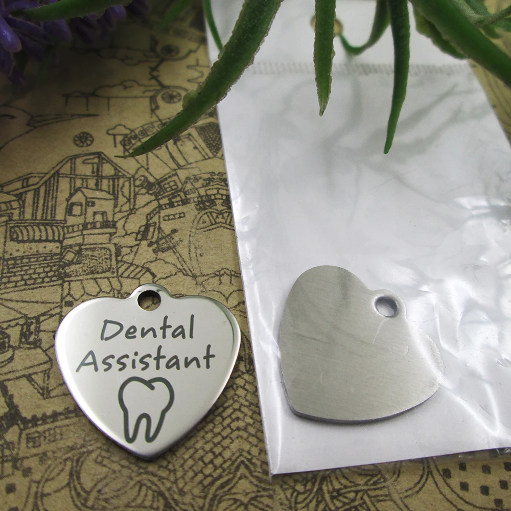 

10pcs/lot " Dental Assistant"Stainless Steel Charms Pendant For Jewelry Making DIY Findings Accessories Wholesale