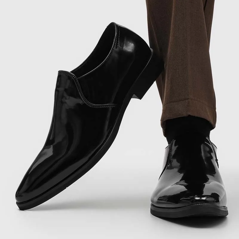 Bright Pointed Men Formal Shoes British Style Minimalist Commuting Banquet Wedding Versatile Trendy Shoes