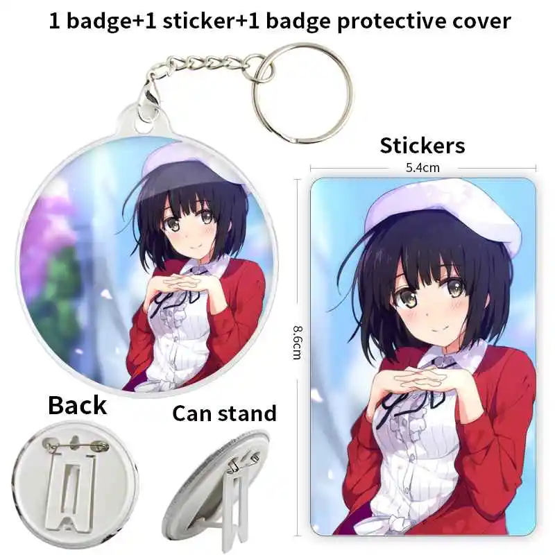 Katou Megumi Anime Character Badge Brooch anchor Peripherals Pin 58mm Backpack Decoration 75mm Jewelry LapelCute Clothes Lover