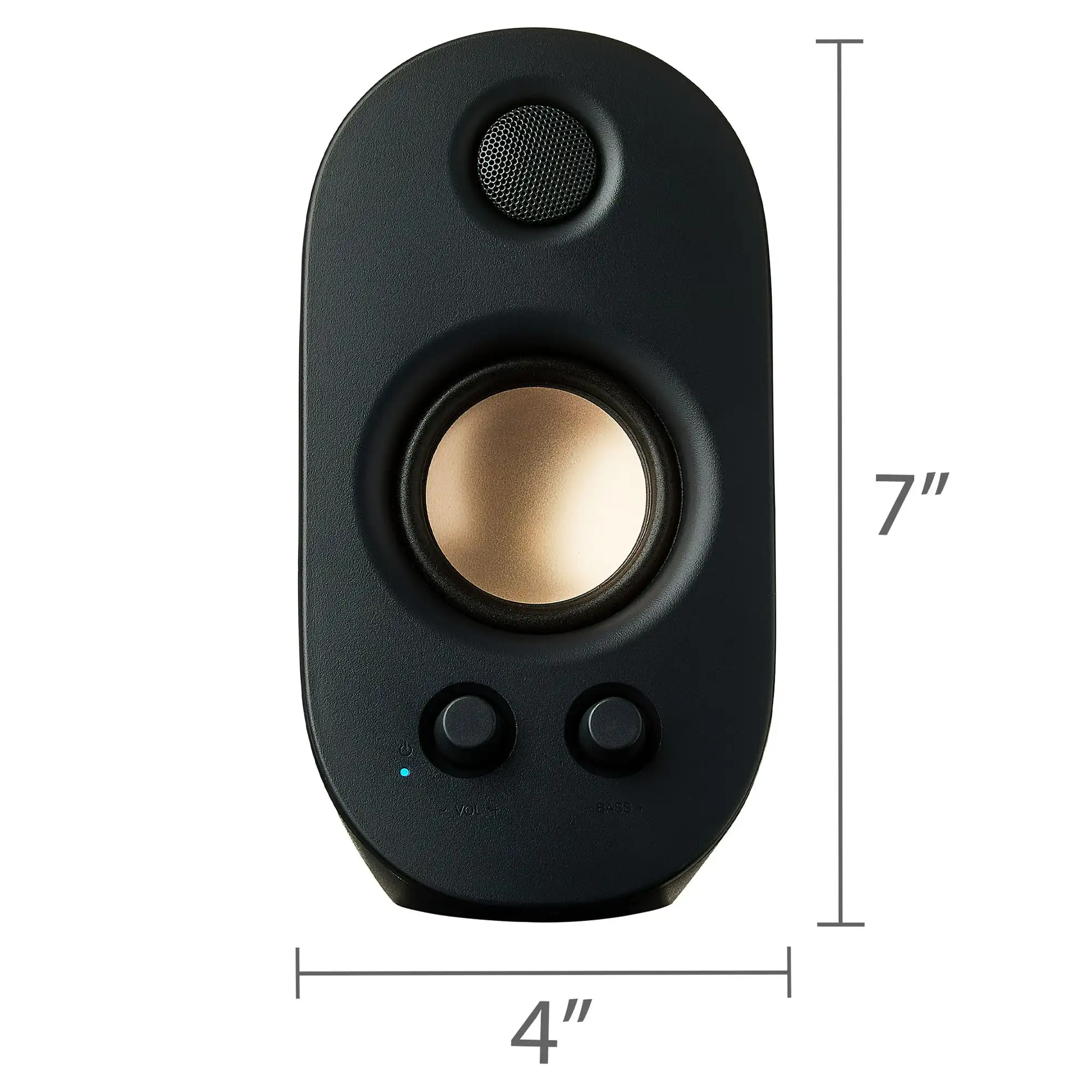 onn AC Powered Computer Speakers with Volume and Bass Controls, 7.32" height