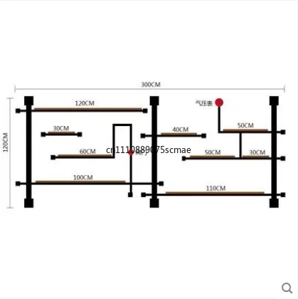 Industrial-style iron pipe shelving unit for wall mounting. steel pipe bookshelf with heavy-duty load-bearing capacity