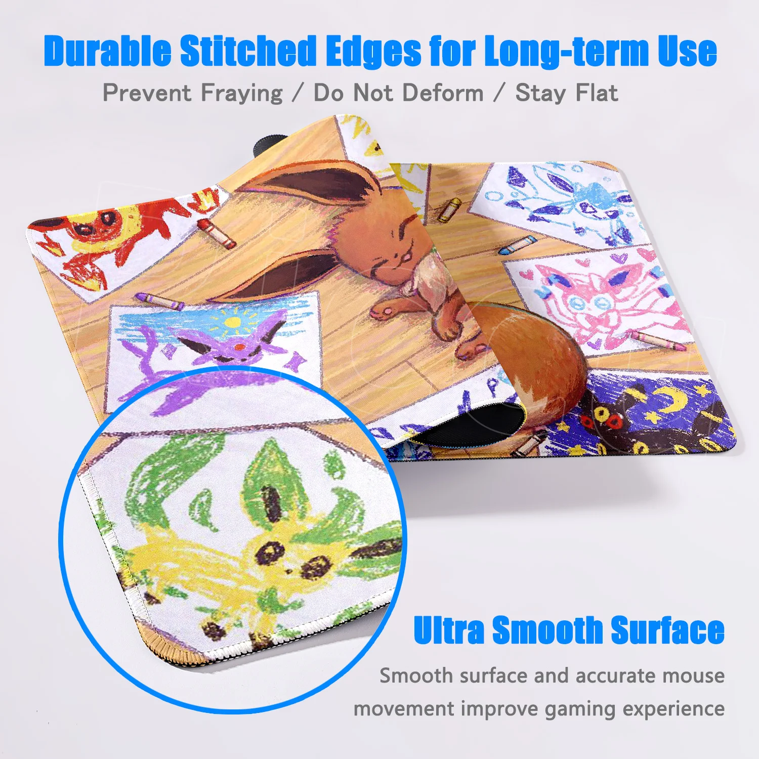 Nowa Kawaii Tapeta E-Eevees Podkładka pod Mysz P-Pokemony Akcesoria Biurowe Gamingowa Podkładka na Biurko Antypoślizgowa Mata Pod Klawiaturę PC HD Anime Mousepad — zdjęcie produktu 4