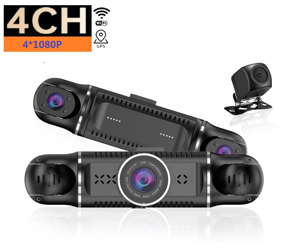 

360 Hidden Dash Cam 4 Channel 1080P g ps & WiFi CPL Dual Lens Light Night Vision with Rear Lens Car DVR Car Black Box