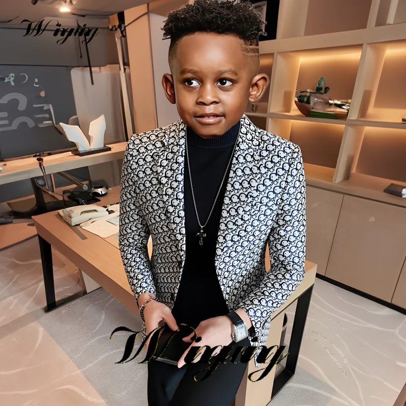 2023 New Boys Suit Jacket Pants Set of 2 Casual Clothes Kids Wedding Tuxedo 2-16 Years Old Custom Blazer