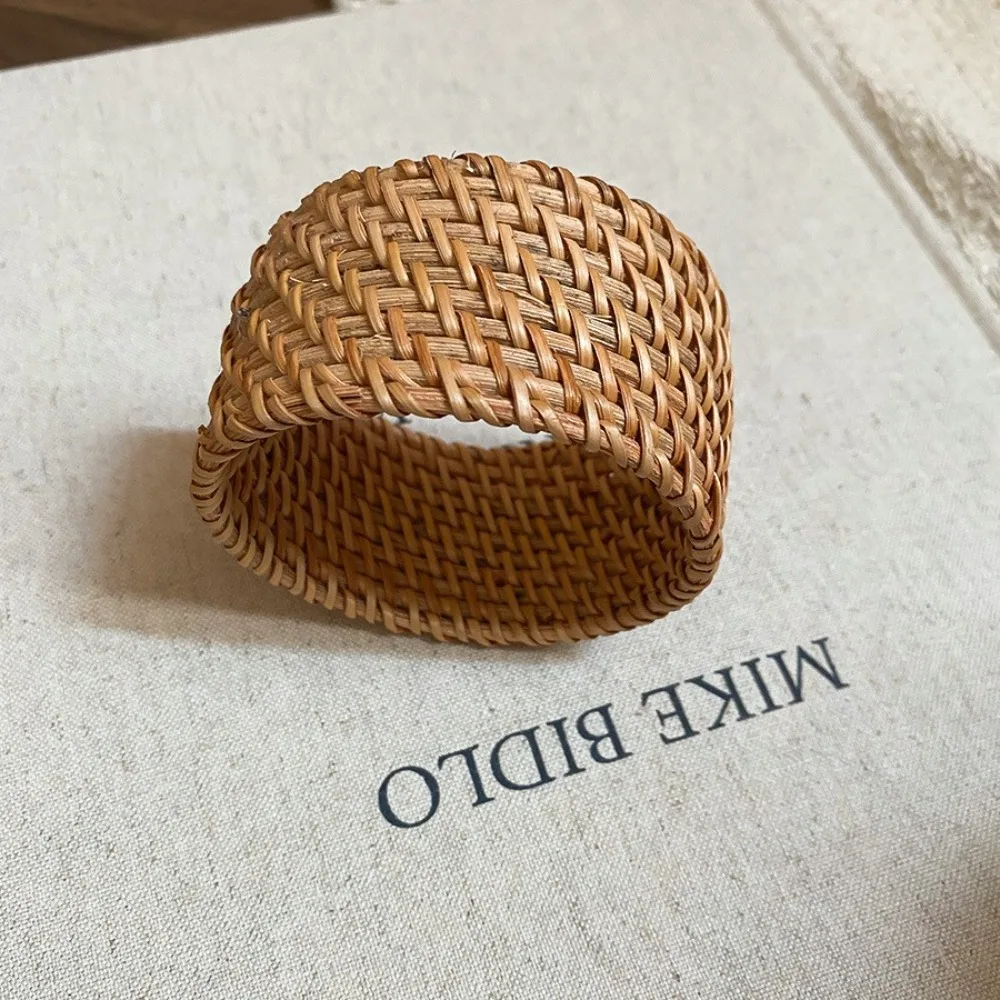 

Hand Ring Rattan Woven Bracelet Bird Nest Shape Hand Jewelry Ethnic Style Bangle Vacation Ornaments Handmade
