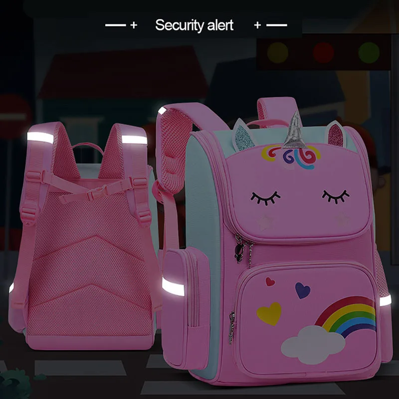 Sac d'école licorne de dessin animé pour enfants, sac à dos de livre pour enfants, sacs à dos de maternelle pour filles, grande capacité, mignon