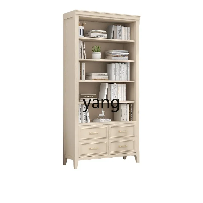 

LMM Milk Brown Bookcase Display Cabinet Solid Wood Multifunctional Locker Furniture