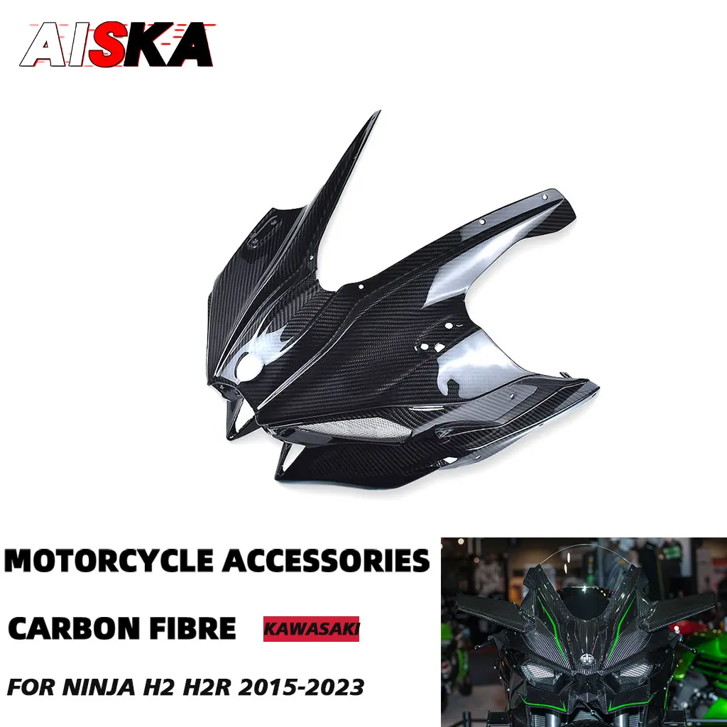

For KAWASAKI NINJA H2 H2R 2015 - 2022 2023 2021 Full Carbon Fiber Front Fairing Head Hood Guard Protector Motorcycle Accessories