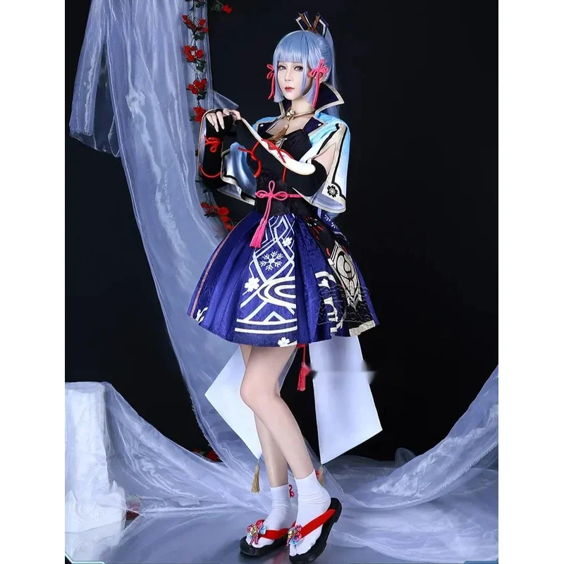 أزياء aa124LQGame Genshinimpact Kamisato أزياء أياكا فستان مروحة شعر مستعار كوسبلاي أنيمي لعب الأدوار كوميك كون لـ Ha #2