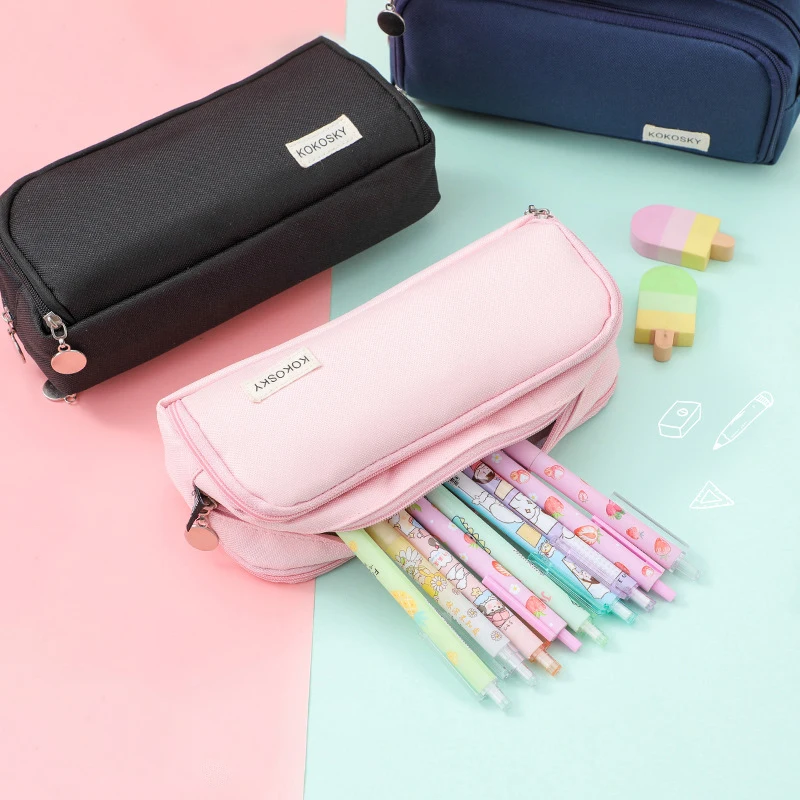 1PC Large Capacity Pencil Case 3 Compartment Multifunctional Pen Bag For Girls Boy School Student Office Stationery Organizer