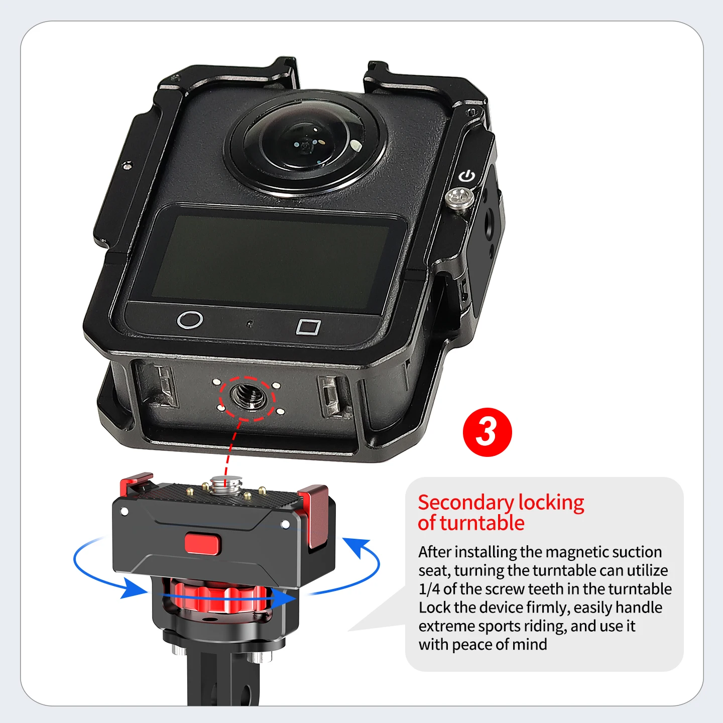 Schnellverschluss-Magnethalterung für Kamera-Käfig-Erweiterung für DJI Osmo 360 Ⅰ Ⅱ Neuer Panorama-Schutzrahmen Motorrad-Stativhalterung – Detail 21