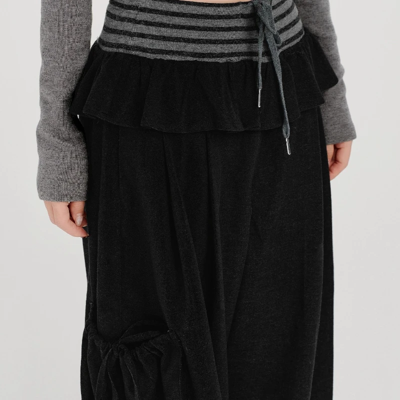 American Retro Striped Splicing Straight-Leg Women's Casual Pants 2025 Autumn Winter New Loose Wide-Leg Long Trousers Ladies
