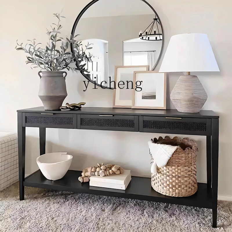 LYY  entrance table, black living room end view table, solid wood entrance table, foyer partition entrance cabinet