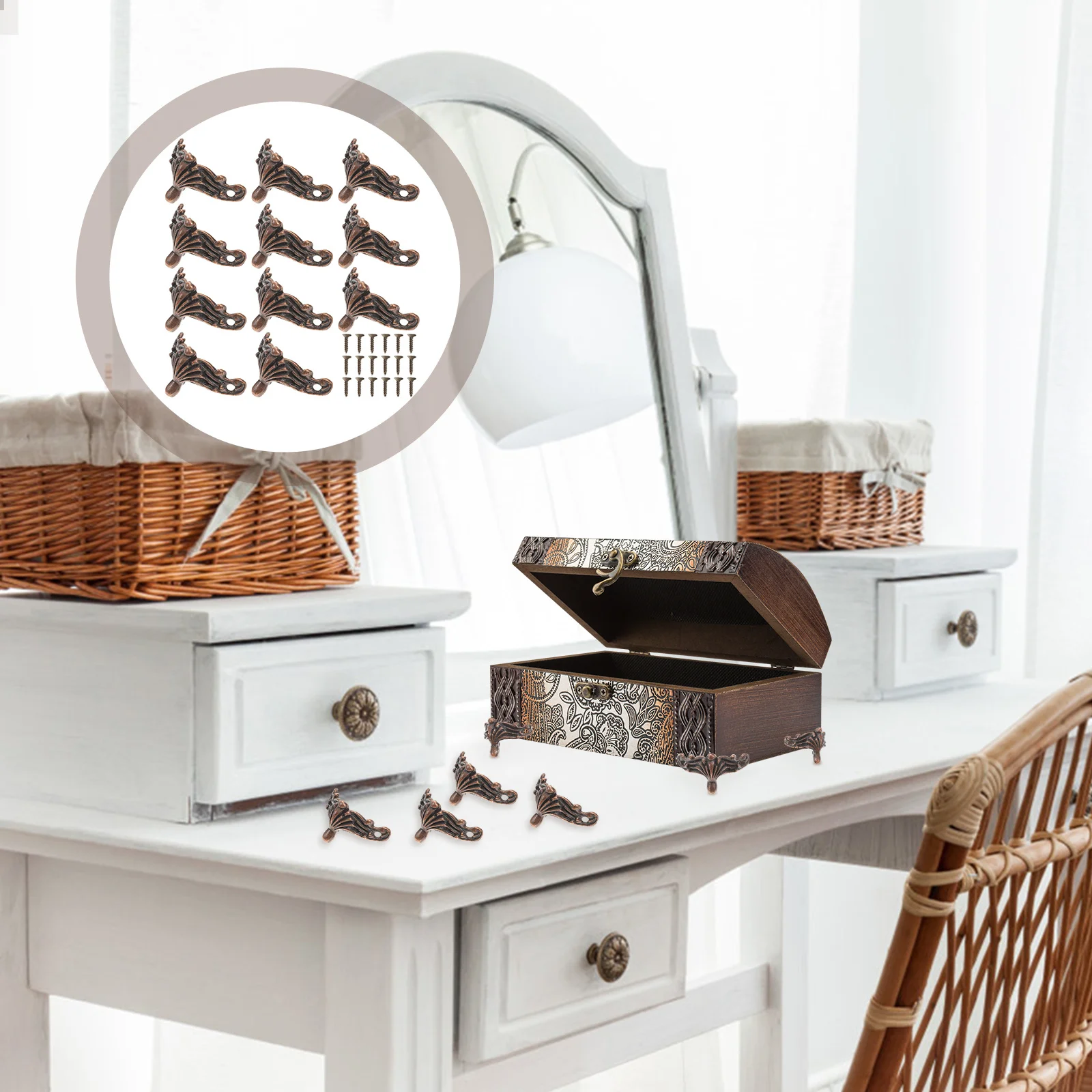 25 قطعة صندوق مجوهرات قدم حماة الزوايا صندوق خشبي مزخرف الساقين لتخزين علبة الهدايا الصدر اكسسوارات الأثاث #3