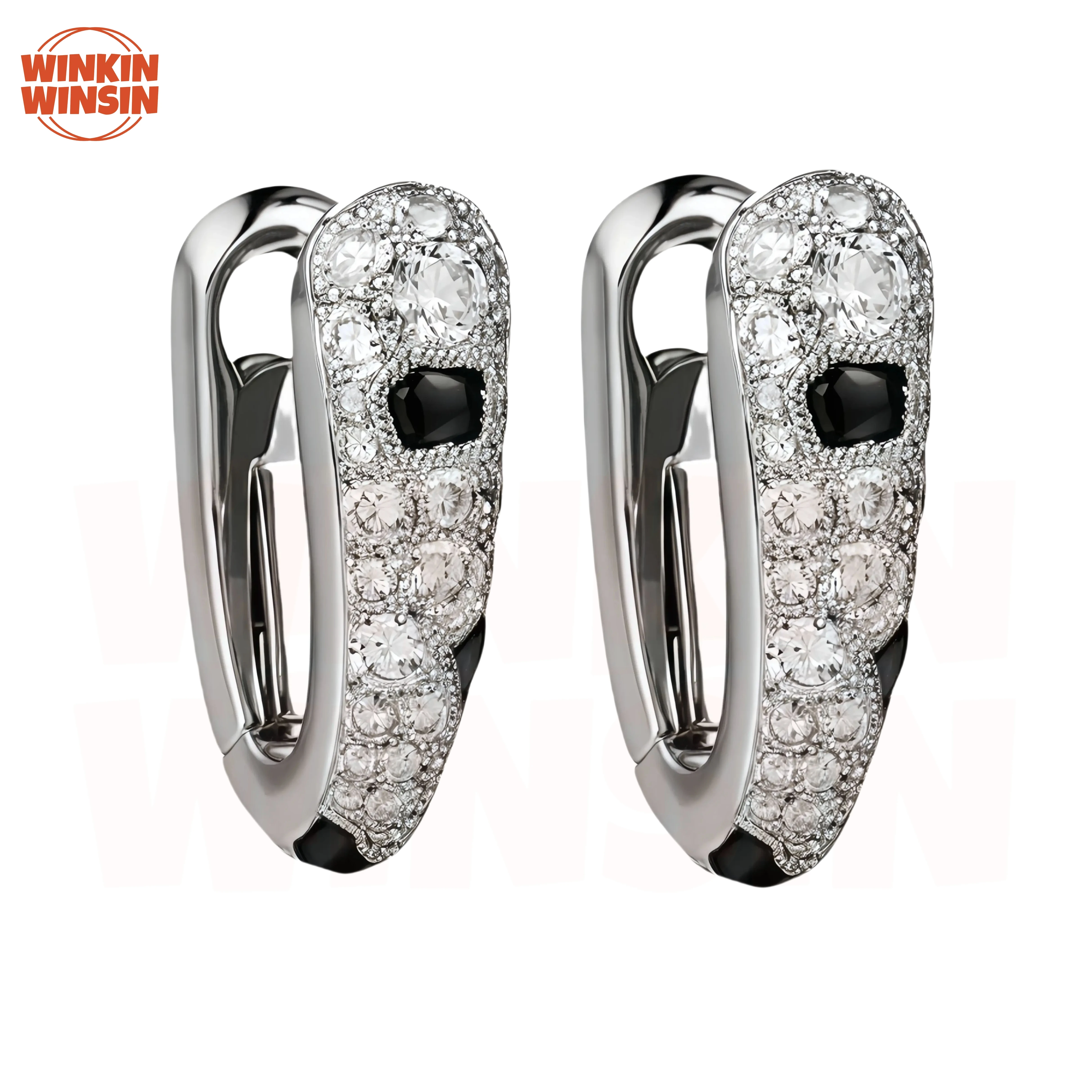 

Winkin Winsin Luxury Brand Real 925 Sterling Silver Stud Earrings Leopard Pattern Handmade Gemstones Earrings For Women Jewelry
