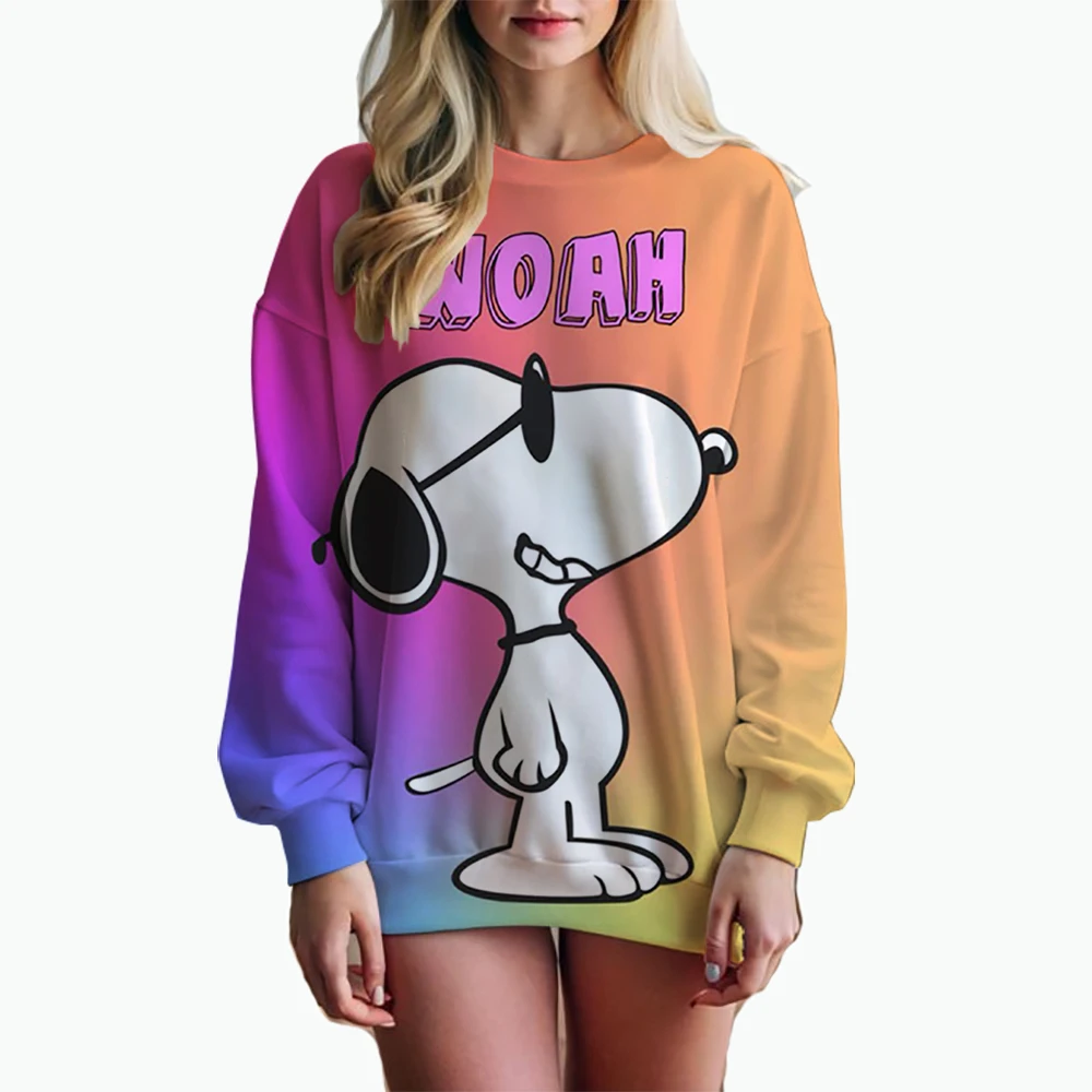 Woman\'s Hoodie New Autumn/Winter Fashion Y2K Snoopy cartoon print Sweatshirts Round Neck Coat Loose Long Sleeve Hatless Hoodie