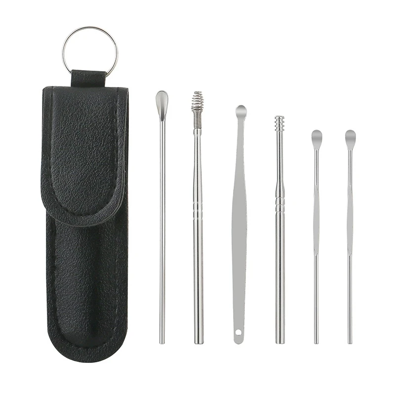 6pcs/Set Ear Cleaner Set Earpick Ear Wax Remover Ear Spoon Curette Ears Cleaning Spiral Earpick Easy Earwax Removal Ear Cleaner