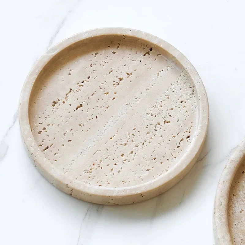 Natural cave stone monolithic tray home marble storage and organization tray stone tray