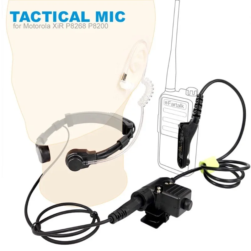 

Walkie Talkie Mic Heavy Duty U94 PTT Neck Throat Earpiece Radio Tactical Headset for Motorola XIR P8268 P8200 APX4000 APX6000