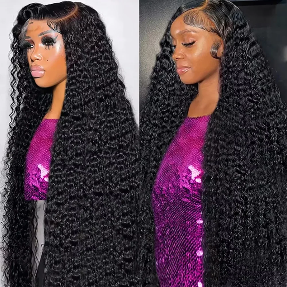 

46 Inches Natural Color Deep Wave Wig Natural Color 360 Lace Frontal Human Hair Wig 200 Density Remy Human Hair Wigs For Women