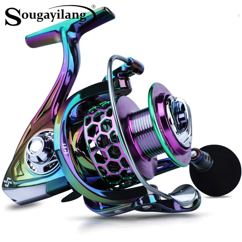 Sougayilang New Colorful 13+1BB Fishing Reel Lightweight CNC Aluminum Spool 5.2:1 Gear Ratio Spinning Reel Carp Fishing Coil