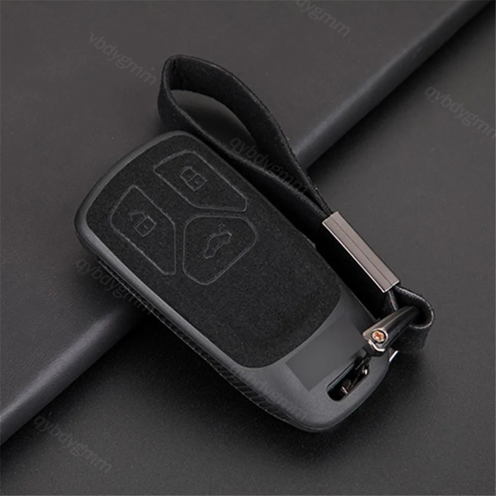 

Suede Leather Car Smart Key Case Cover Fob Shell For Audi A6 A5 Q7 S4 S5 A4 B9 Q7 A4L TT TTS RS 8S 2016 2017 2018 Accessories