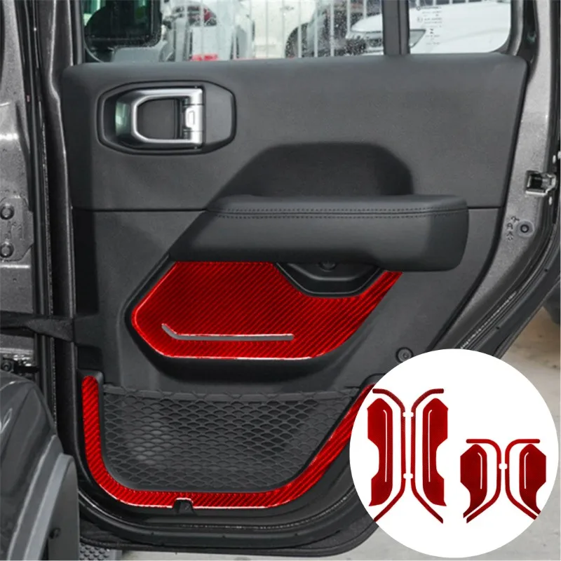 

8Pcs Car Door Panel Storage Bag Border Carbon Fiber Trim Sticker For Jeep Wrangler JL 2018-2023 Jeep Gladiator 2020-2023