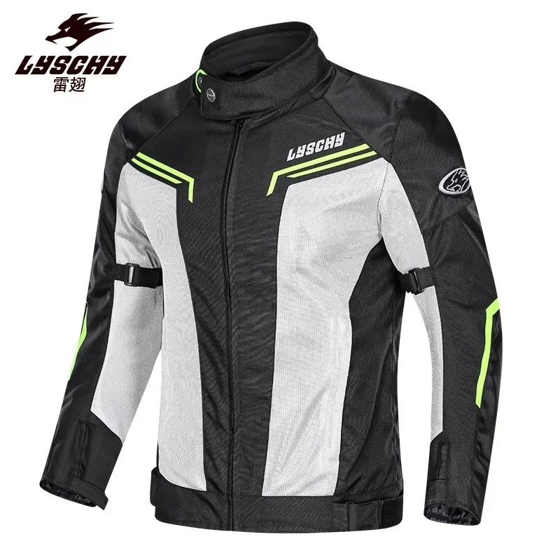 LYSCHY Motorcycle Jacket Summer Mesh Breathable Riding Jacket Men's Anti-drop Motorcycle Equipment CE Protective Gear