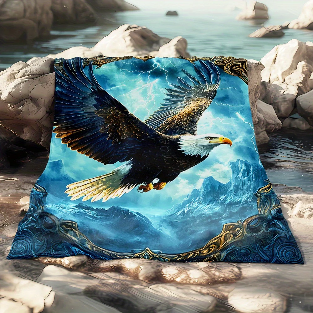 Epic Eagle Art Throw Blanket Flanel Fleece Home Decor Couch Throw Majestic Blue Sky Wildlife Napping Gift for Sofa Winter Accent