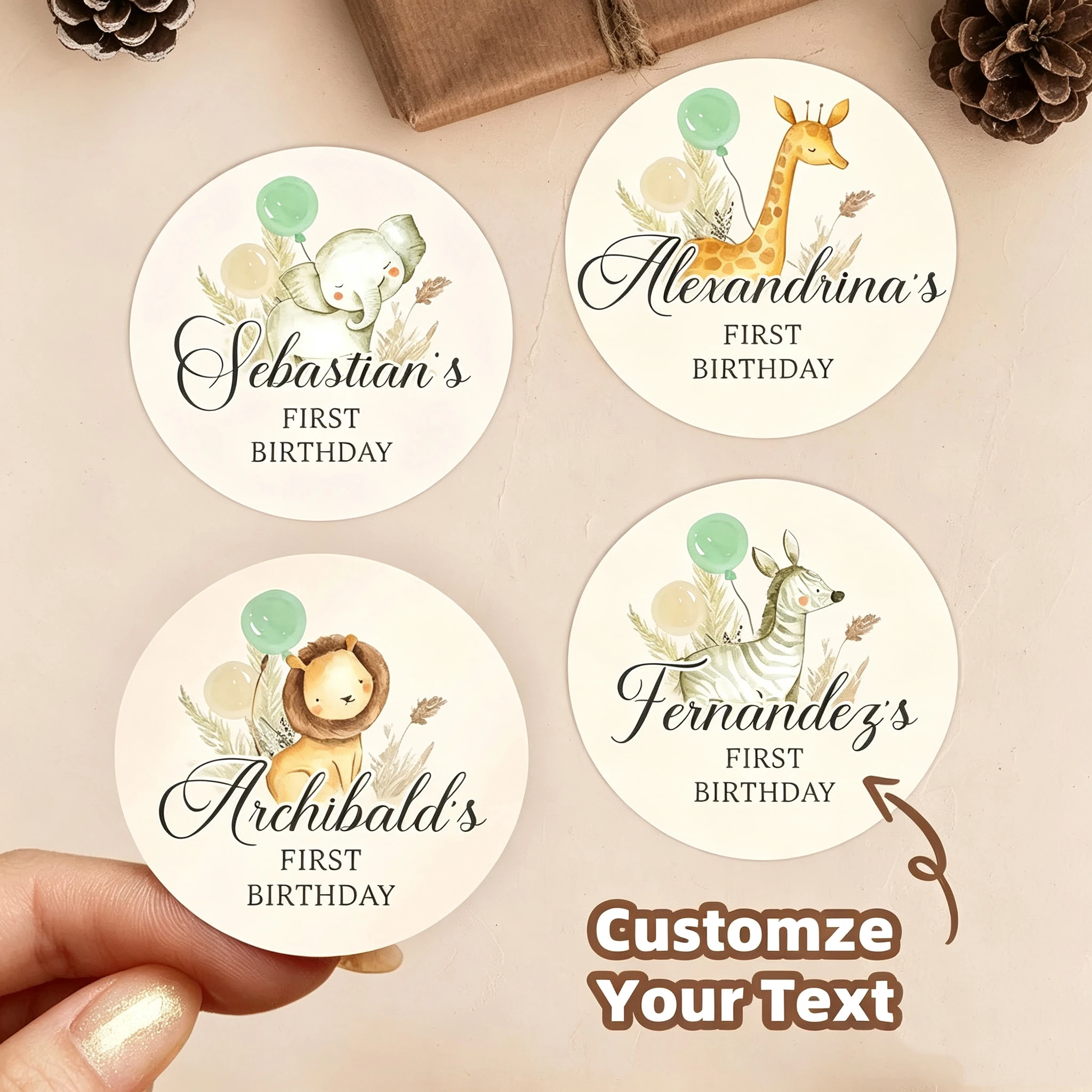 1‑100Pcs Custom Round Stickers Labels, Personalized Text Prints for Souvenir Packaging, Keepsake Boxes & Handmade Gifts