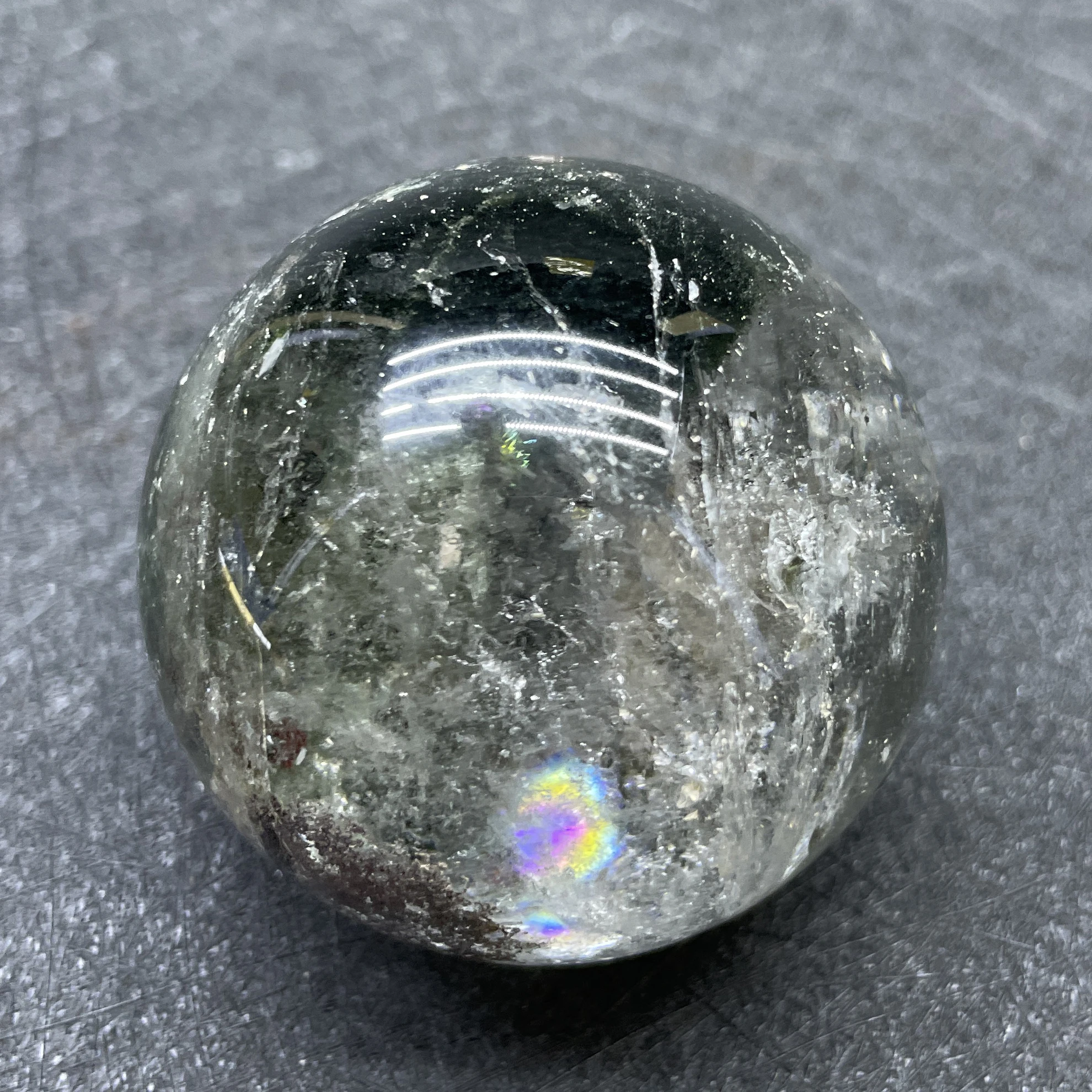 157g Natural Green Phantom Quartz Sphere Polished Garden Quartz Crystal Ball Reiki Healing B387