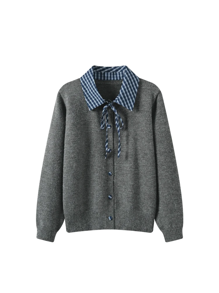 plus Size Knitted Long Sve Sweater Women's Autumn Sle College Wind Color Blo Slimming Fake Two-Piece Top for plus Size