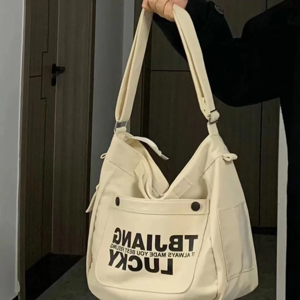 Solid Color Nylon ​Messenger Bag Hobos Bags Casual White Shoulder Bag Black Large Capacity Tote Bags Woman