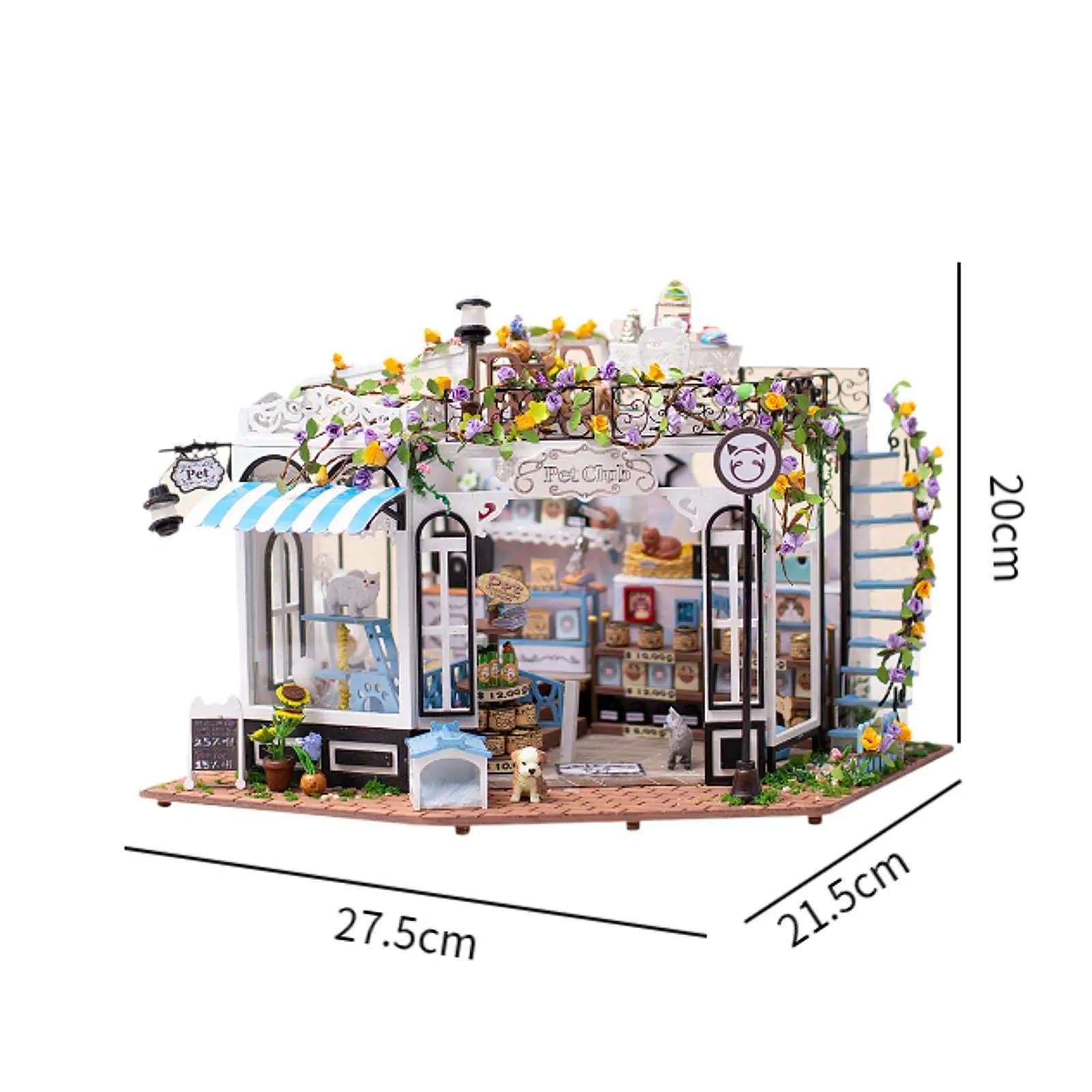 DIY Drewniany Miniaturowy Domek dla Lalek Klub Zwierząt z Meblami Ręcznie Robiony dla Dorosłych