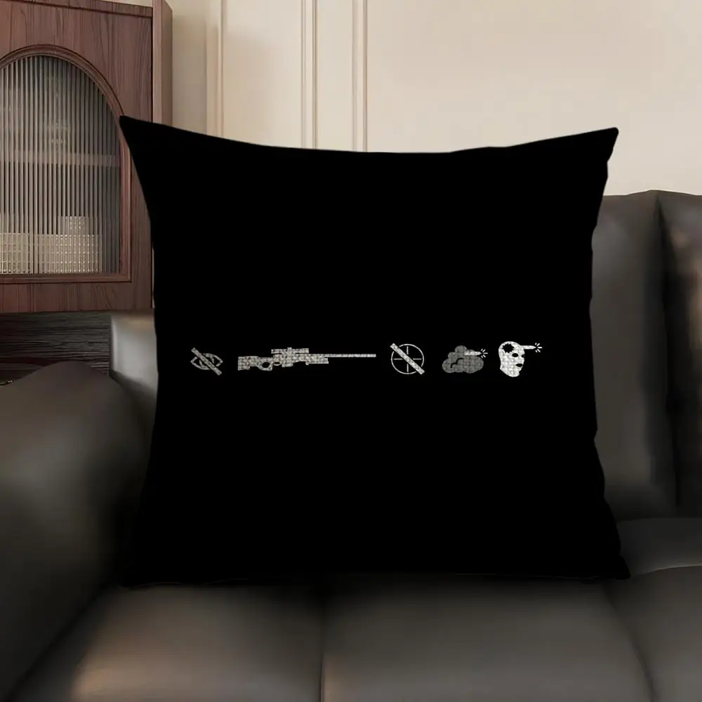 حار لعبة C-Counter-Strike CS2 كيس وسادة حريري قصير أفخم مع سحاب غير مرئي الغبار غطاء وسادة أريكة للديكور المنزل