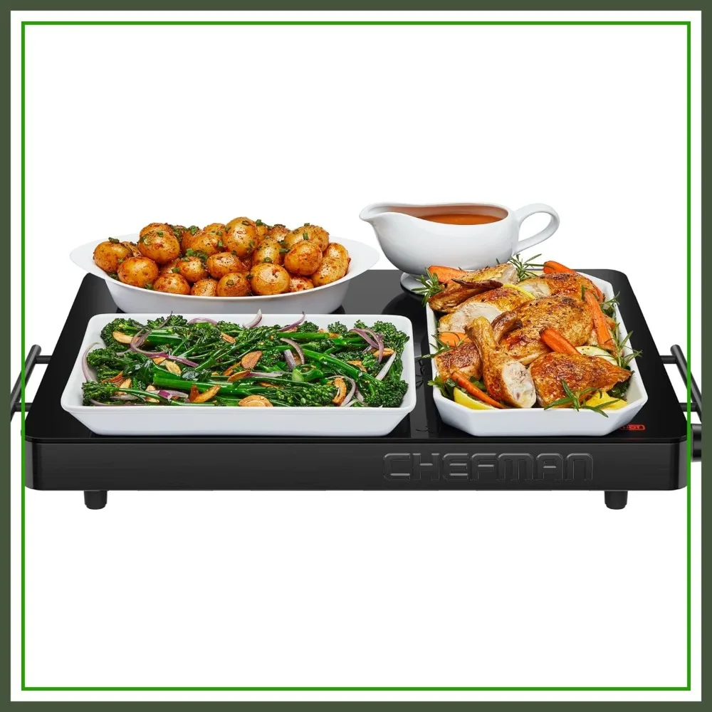 

Electric Warming Tray with Adjustable Temperature, 21x16 Glass-Top for Buffets, Parties & Home Dinners
