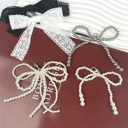 1Pairs Bowknot Shoe Decoration Shoe Lace Clips with Stylish Beaded Sneakers,Detachable Resin Pearls Flower Shoe Clips Decorative