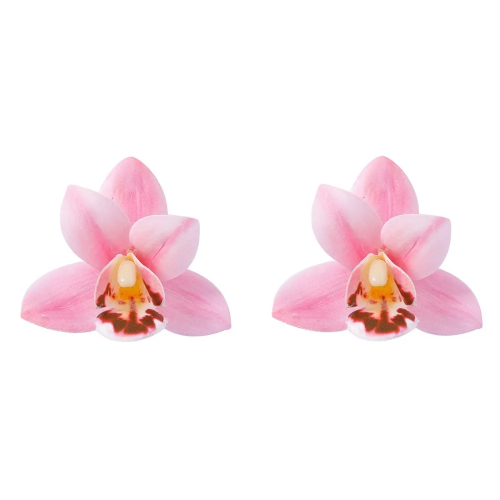 Butterfly Orchid Large Flower Earrings Korean Style Exaggerated Flower Stud Earrings Cloth Minority Design