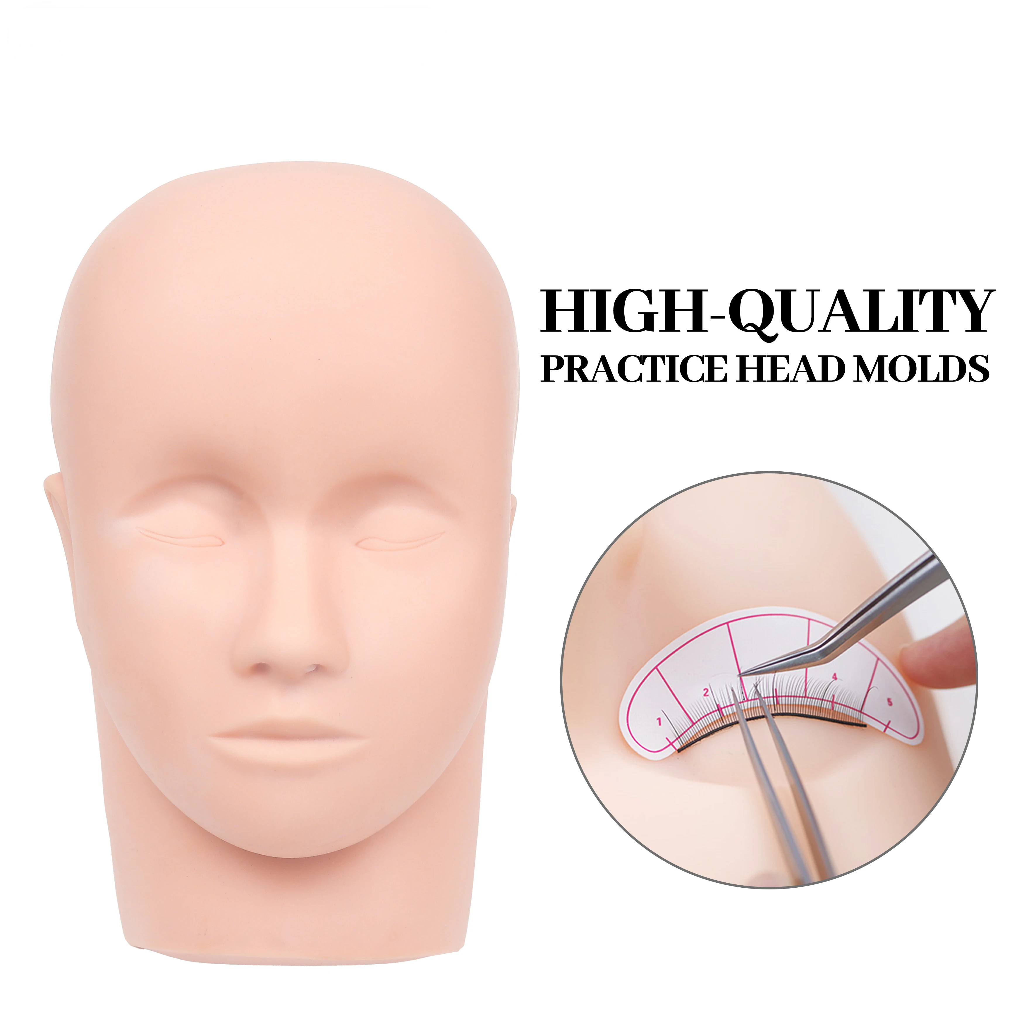 Fake Head Mould Mannequin Head Training Makeup Model Rubber Eye Facial Eyelash Eyelash Extension Makeup Practice Heads