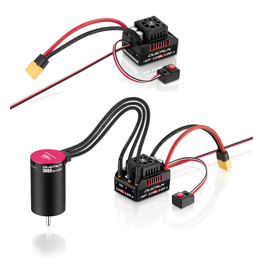

HobbyWing QuicRun WP 10BL120 G2 120A Waterproof Sensorless Brushless ESC Speed Controller / 3652/3660 G2 Motor for 1/10 RC Cars