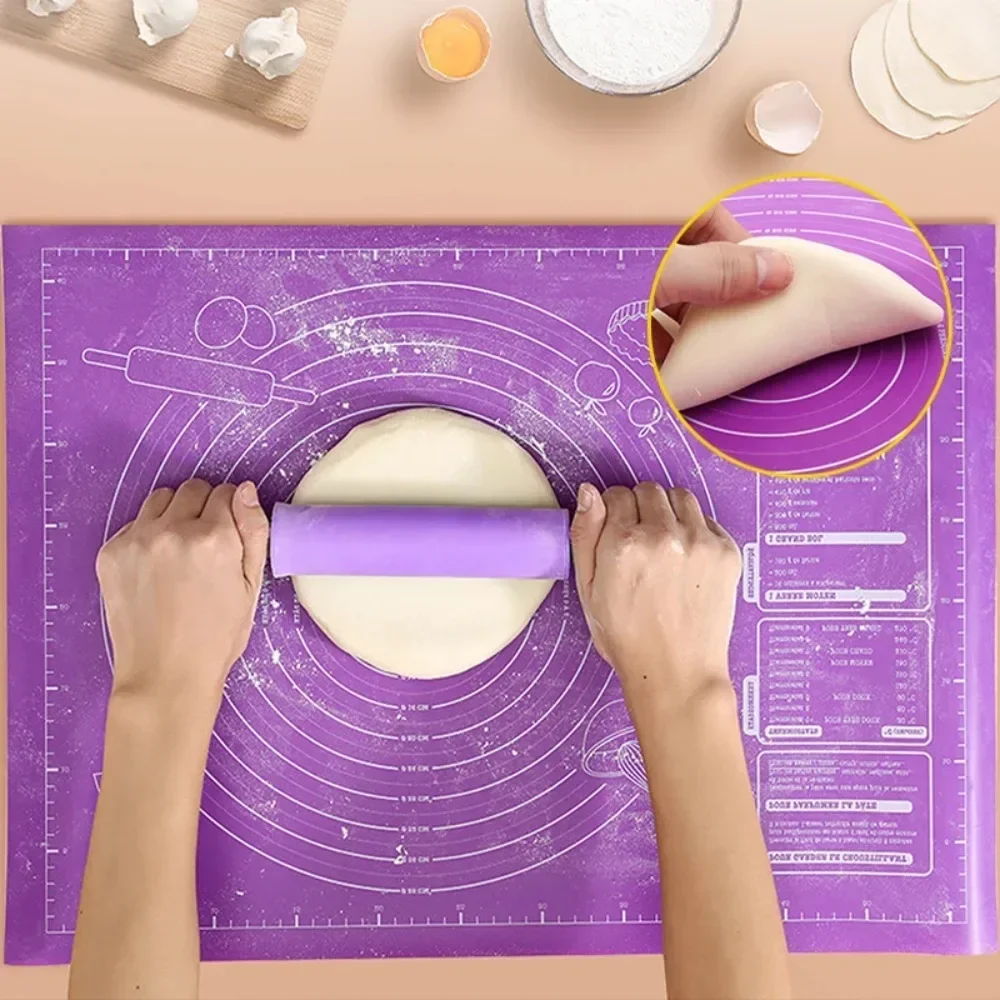 Silicone Pad Kneading Pad with Scale Meter Pastry Fondant Mat Kitchen Baking Special Silicone Mat 45x60CM Clay Rolling Pin