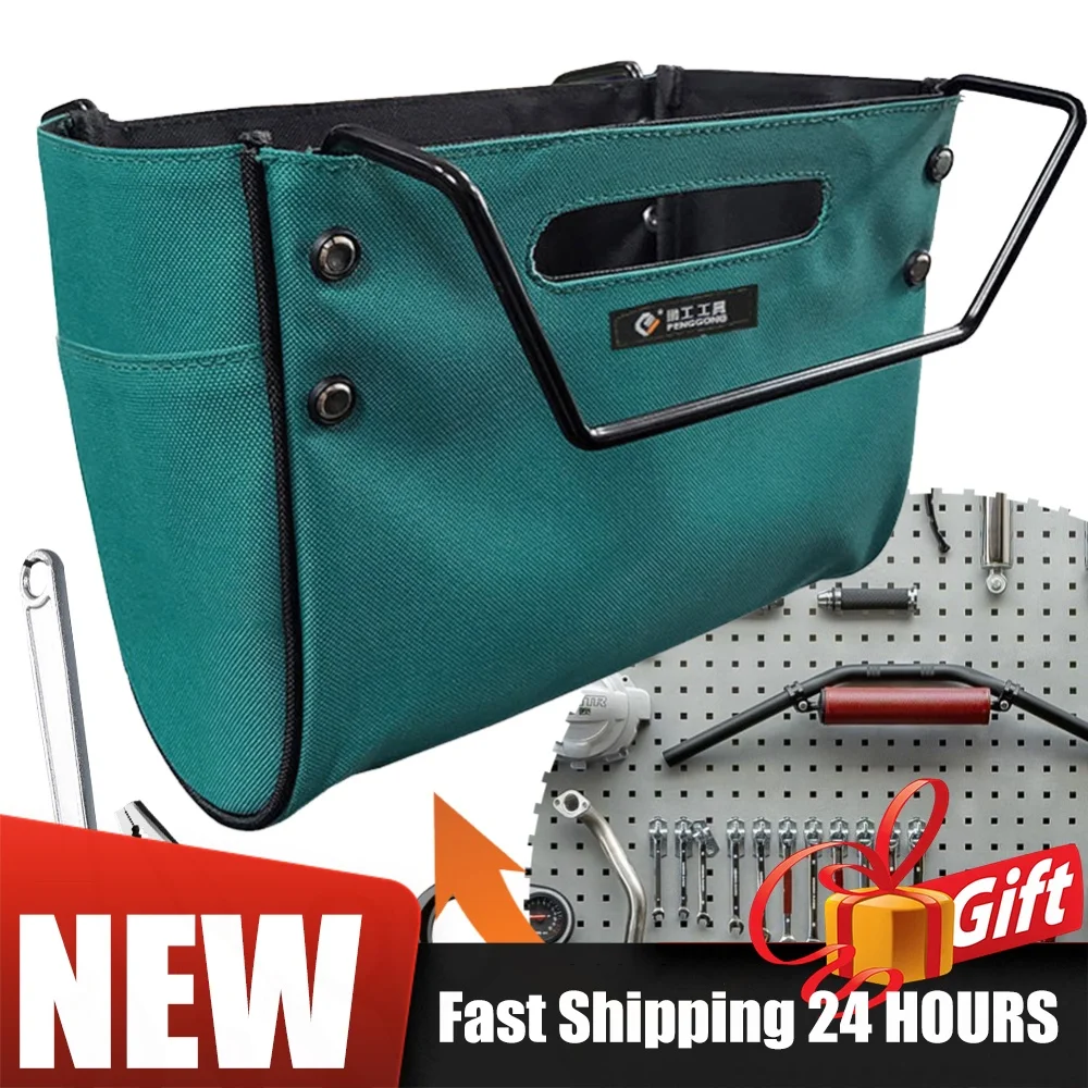 Telescoping Ladder Tool Bag Tool Hanging Bag with Side Pockets Oxford Cloth Herringbone Ladder Tool Storage Bag for Electrician