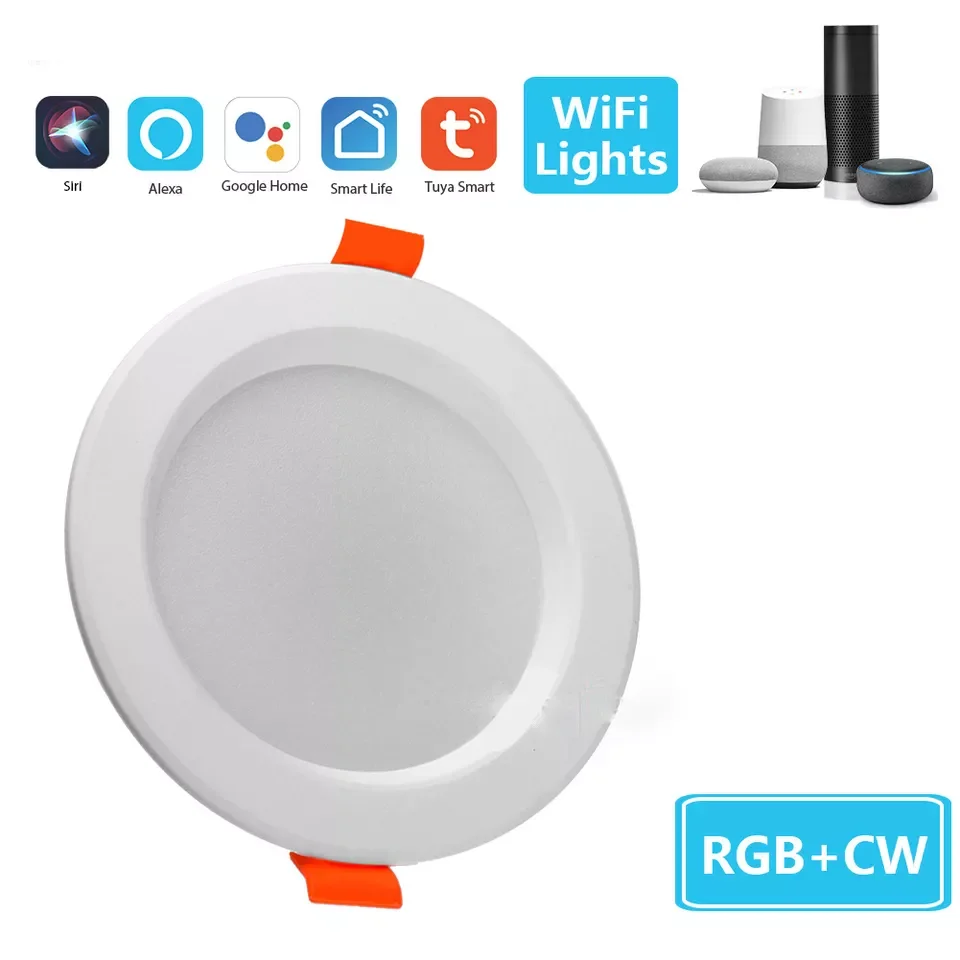 Tuya Smart Home WiFi LED النازل وأضواء كاشفة تدعم التحكم الصوتي والعن بعد ملحقات المنزل الذكي