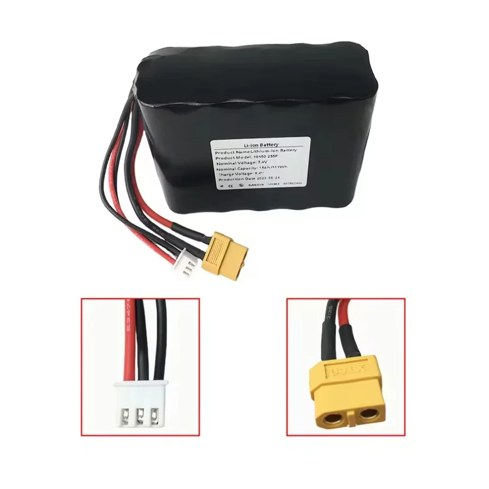 2S5P 7.4V 15Ah Rechargeable 18650 Lithium Ion Battery Pack XT60 XH2.54-3P Plug，For Various RC Airplane Quadrotor