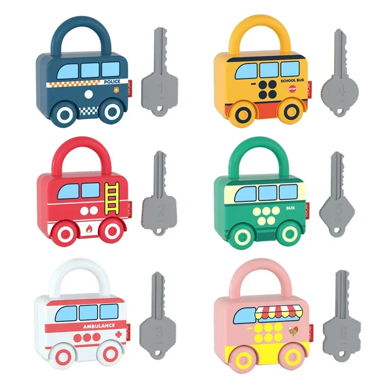 

Kids Learning Lock with Keys Car Games Montessoris Educational Toys Numbers Matching & Counting Math Teach Tool For Children